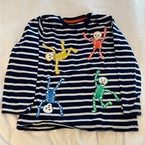 Boden Navy and White Striped Shirt with skeleton Accents